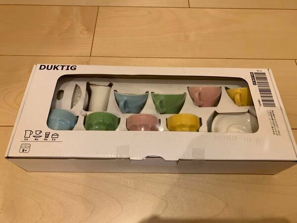 新品 未開封 IKEA DUKTIG ドゥクティグ コーヒー/ティー 10点セット, マルチカラー ままごと　陶器製