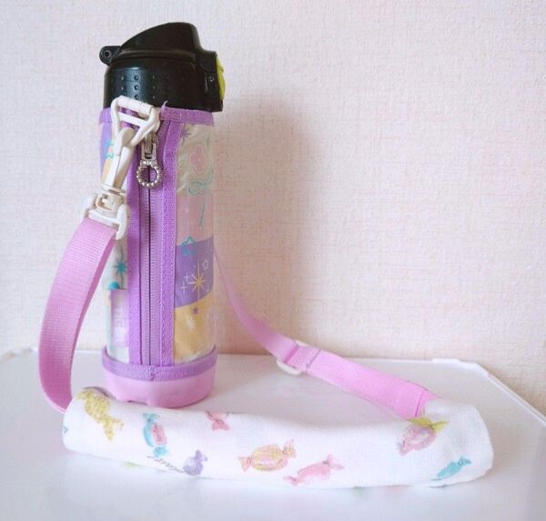 ハンドメイド 水筒の肩ひもカバー