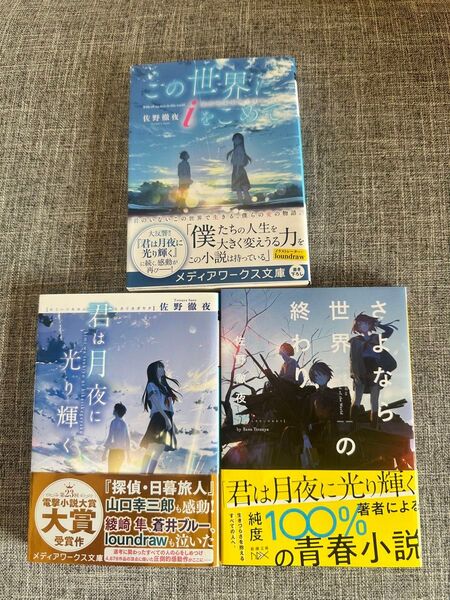 佐野徹也3点セット 君は月夜に光り輝く さよなら世界の終わり この世界にiをこめて