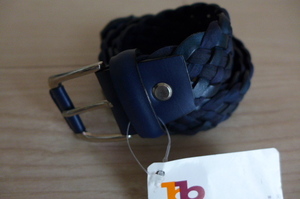 新品 即決 イタリア製 barantani レザー編み メッシュ ベルト 紺×紺 イントレチャート バランターニ カット可能 ハンドメイド 90cm