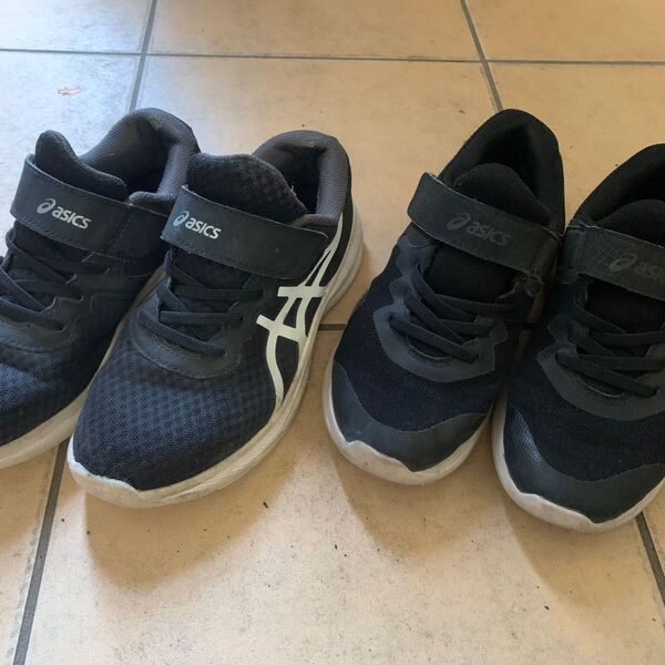 スニーカー シューズ アシックス asics キッズ 子供 黒 レーザービーム 22.5 2足セット