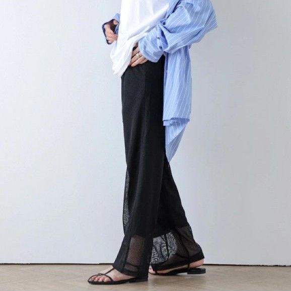 メッシュワイドパンツ シアー ワイドシルエット ボトムス