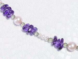 [ limit market ]* free shipping * natural Ame si -stroke natural peridot fresh water pearl *60cm* necklace 