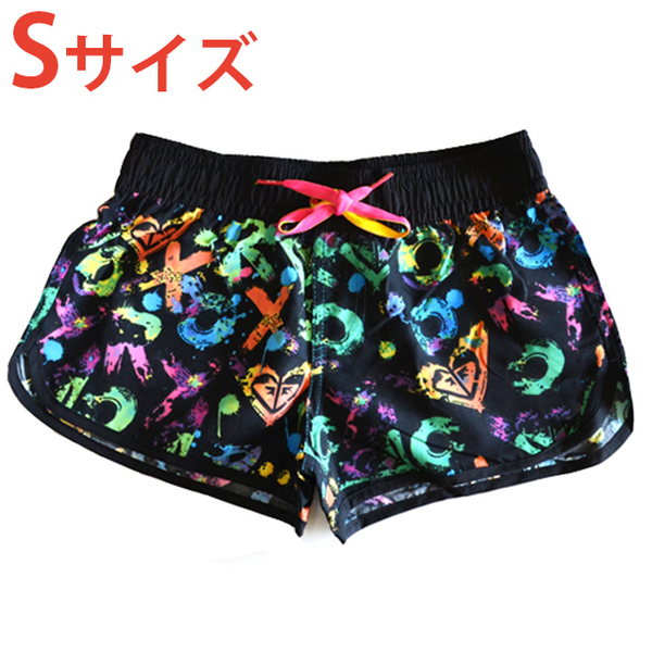 ROXYロキシー■サーフ水着ショート パンツ海パン■ボードショーツ■レディース■黒ブラック■Sサイズ