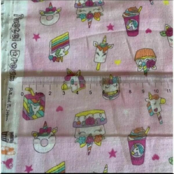 ダブルガーゼ 生地幅×50cm ユニコーン Wガーゼ ピンク パステルドリーム