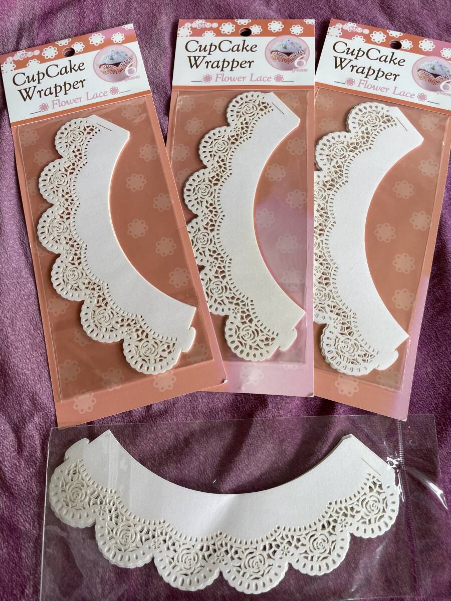 カップケーキラッパー　フラワーレース　4点