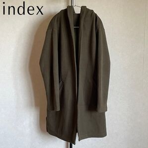 indexインデックス フーデッドコート フード付きコート カーキ モスグリーンMサイズ フリース