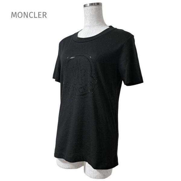 新品未使用 タグ付き MONCLER モンクレール Tシャツ カットソー 半袖 黒 ブラック トップス プルオーバー クリスタルロゴモチーフ M