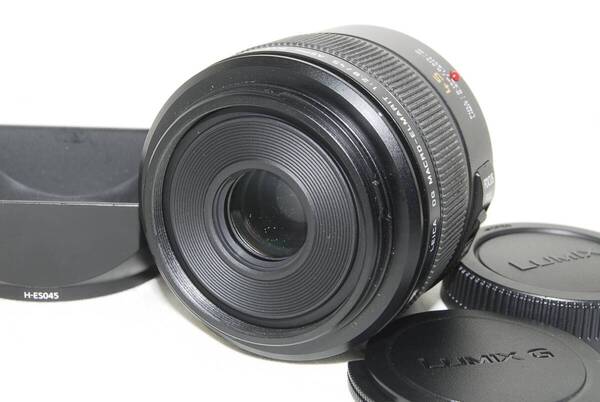 ★実用良品★Panasonic パナソニック LEICA DG MACRO-ELMARIT 45mm F2.8 ASPH. MEGA OIS フード付き♪