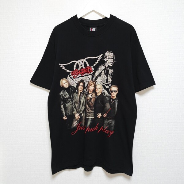 即決 L 00s エアロスミス AEROSMITH Tシャツ Just Push Play 空山基 ヴィンテージ バンT USA製