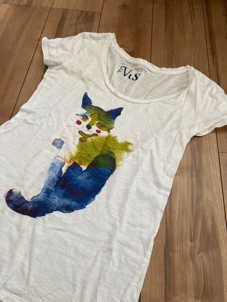 ★VIS 水彩画ネコTシャツ