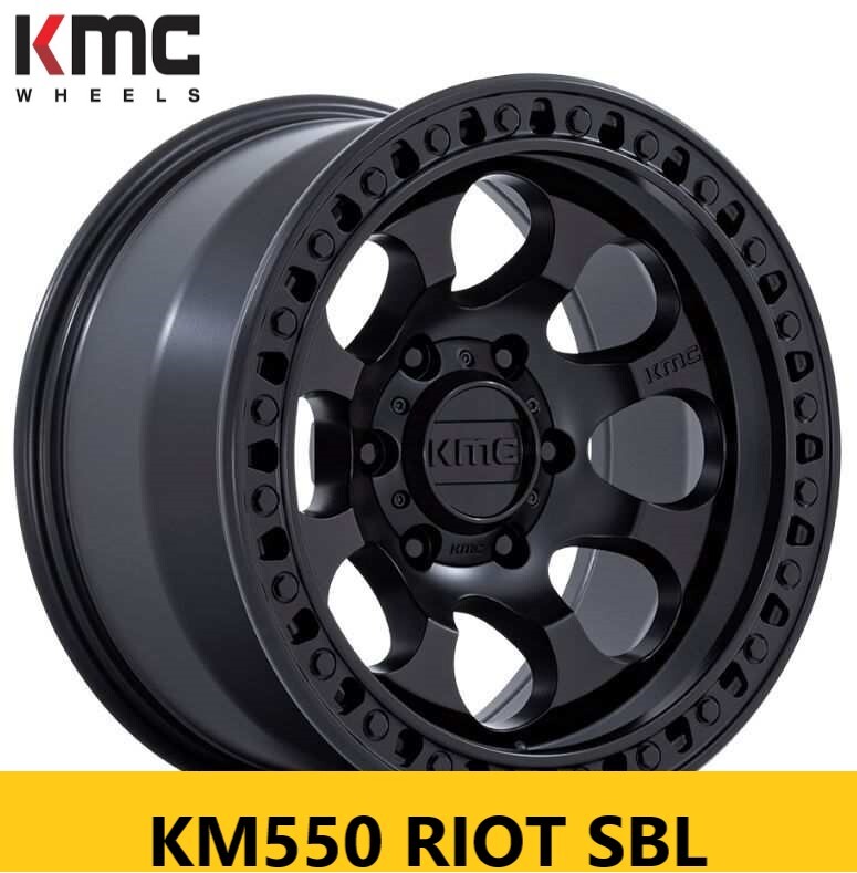 新作 サテンブラック 新品4本 KMC KM550 RIOT SBL 9.0J 18in IS18 139.7 三菱 トライトン プラド ハイラックス オーバーフェンダー車