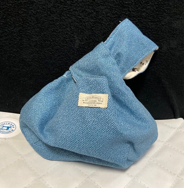 しじみバッグ S 薄デニム柄 おにぎりパンダ ハンドメイド