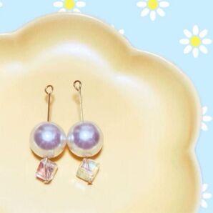 大玉パール キラキラ ビーズ 金 ゴールド ピアス イヤリング ハンドメイド