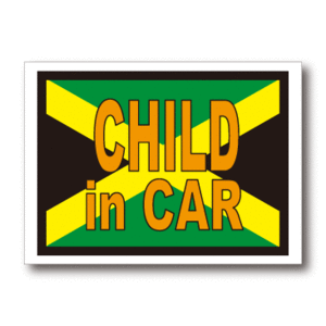 BS-mg●ジャマイカ国旗CHILD in CAR【マグネット仕様】●子どもが乗ってます 車に☆キッズ マグネットステッカー 磁石 NA