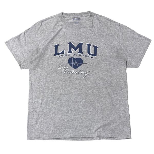 チャンピオン 半袖Tシャツ ケイラー看護学校 LMU ロゴ 夏物古着 l50 L相当