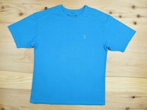 USA古着 NEWPORT BLUE ワンポイント刺繍 ロゴ Tシャツ sizeL 青緑 ニューポートブルー サーフ リゾート ストレッチ アメリカ アメカジ