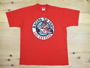 90'sUSA古着 ルイビル大学 カージナルス ビンテージ Tシャツ sizeXL 赤 カレッジ バスケ モータースポーツ ビッグシルエット 大きいサイズ