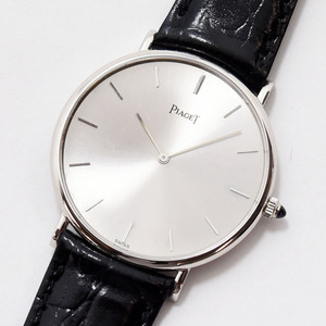 Piaget часы мужской PIAGET 9035 механический завод K18WG 750 Gold серебряный новый товар неоригинальный кожа легкий отделка б/у
