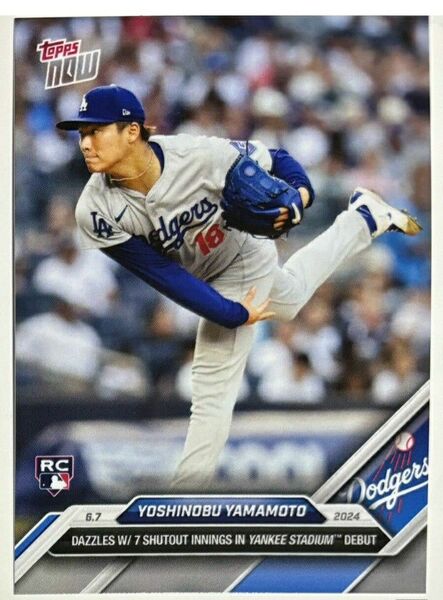 ☆送料無料☆山本由伸 限定生産 ヤンキースタジアム初登板記念 2024 topps NOW ロサンゼルス・ドジャース