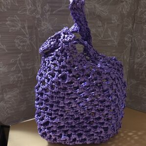 *まとめ買い割引*ビニールテープ・スズランテープ・手編みハンドメイドバック・小さめサイズ・紫