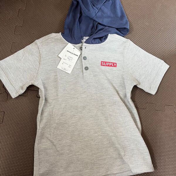 フード付き Tシャツ 半袖パーカー 半袖 パーカー T-Shirt 120cm