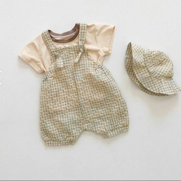 ロンパース サロペット 帽子セット