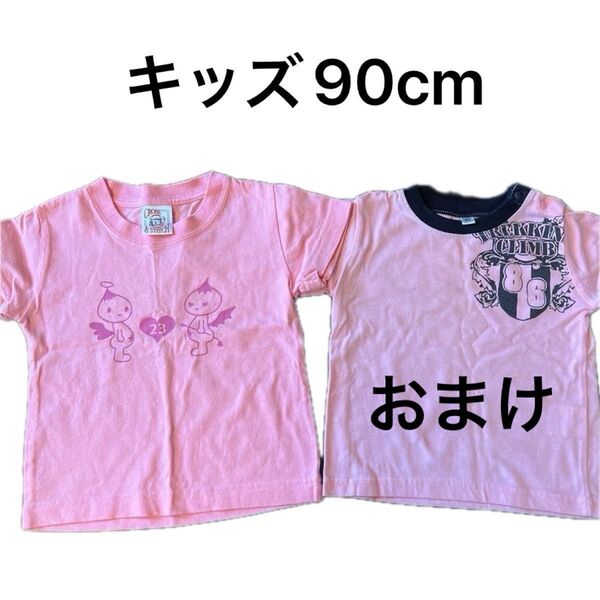 【クーポンで300円】キッズ90cm 綿100% 半袖Tシャツ ピンクCROSS&STITCH Coromuchi 女の子