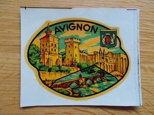 70s アヴィニョン フランス教皇宮殿AVIGNON 旅行 観光 お土産 ステッカー/城スーベニア デカール シール カスタム中世バカンス トランク