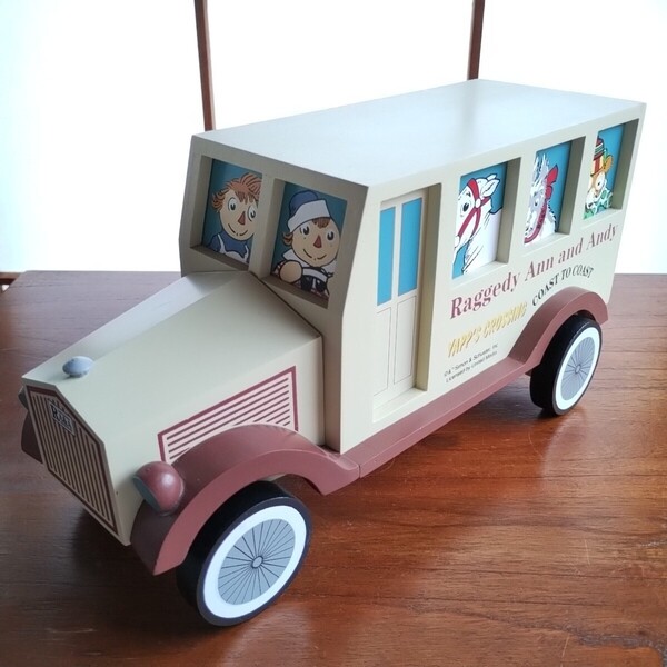 ラガディ アン&アンディ 木製 バス 置物 オブジェ Raggedy Ann and Andy Cruising bus カントリー雑貨 レトロ アメリカン雑貨 おもちゃ 車