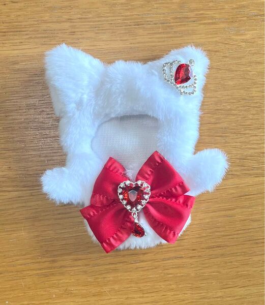 ぬい服 14cm 白ねこレッド【セミオーダーOK】