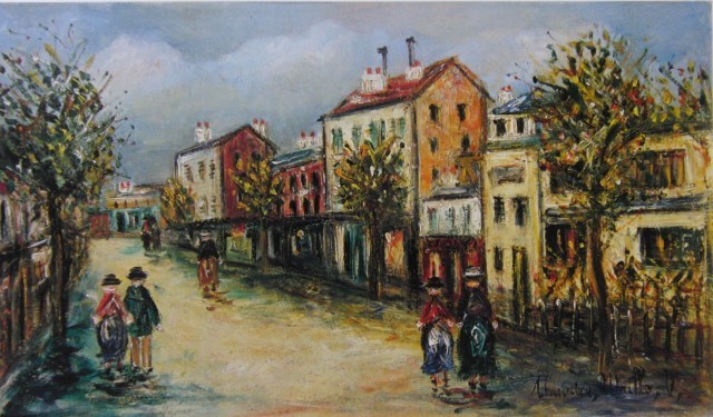 Maurice Utrillo, [Rue Montmartre], Livre d'art rare, En bonne condition, Maîtres français, Nature, Paysage, Tout neuf avec un cadre de haute qualité, livraison gratuite, Peinture, Peinture à l'huile, Nature, Peinture de paysage