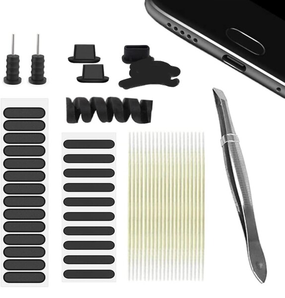 M-110@スマホダストキット イヤホンケーブル保護 3.5mm/Type-c ip13 ip12用防塵キャップ 電話機スピーカー清掃用具