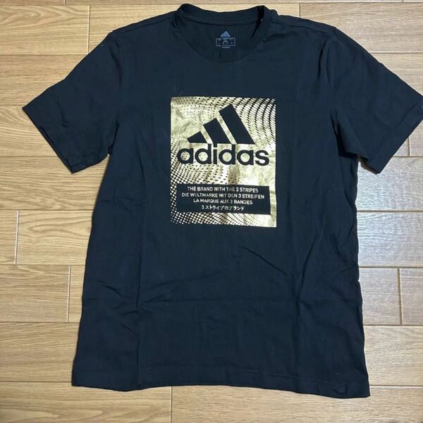 アディダス ゴールドプリントTシャツ 黒 L