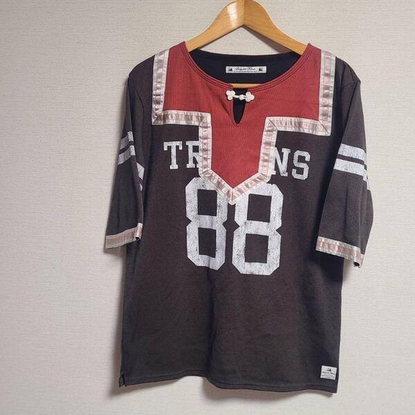 サスクワッチファブリックス Tシャツ ラガーシャツ 五分袖 チャイナ風 L