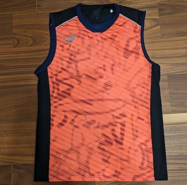 ASICS アシックス ノースリーブ タンクトップ シャツ オレンジカモフラ
