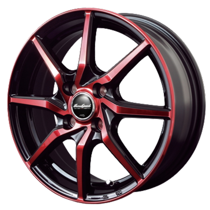 BRIDGESTONE NEWNO 175/55R15 EuroSpeed S810 ブラックポリッシュ+レッドクリア 15インチ 5.5J+45 4H-100 4本セット