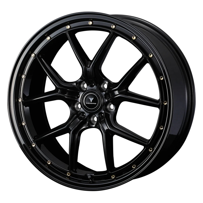 BRIDGESTONE Playz PX-RV2 245/40R19 NOVARIS ASSETE S1 BLACK/GOLDピアス 19インチ 8J+45 5H-114.3 4本セット
