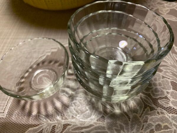 昭和レトロ ガラス食器 ごく薄いグリーン色 5個セット 小鉢ソーメンに