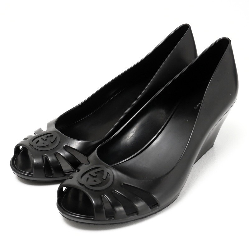 GUCCI☆ラバー ウェッジソール サンダル☆GGロゴ☆黒☆36 - サンダル GUCCI☆ラバー ウェッジソール サンダル☆GGロゴ☆黒☆36 - サンダル