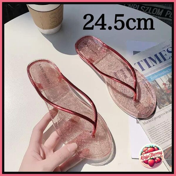 新品 ビーチサンダル フラット ビーサン サンダル ぞうり /レッド 24.5