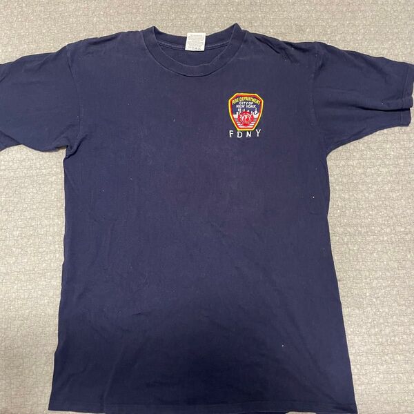FDNY ニューヨーク市消防局 tシャツ Lサイズ カナダ製 ネイビー 刺繍