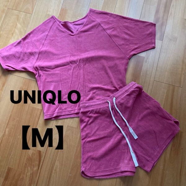 UNIQLOルームウエア上下セット【M】 セットアップ ショートパンツ 半袖 Tシャツ