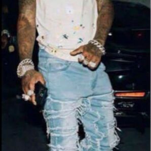 ダメージデニム US UKドリル バイカーデニム AMIRI trapstar