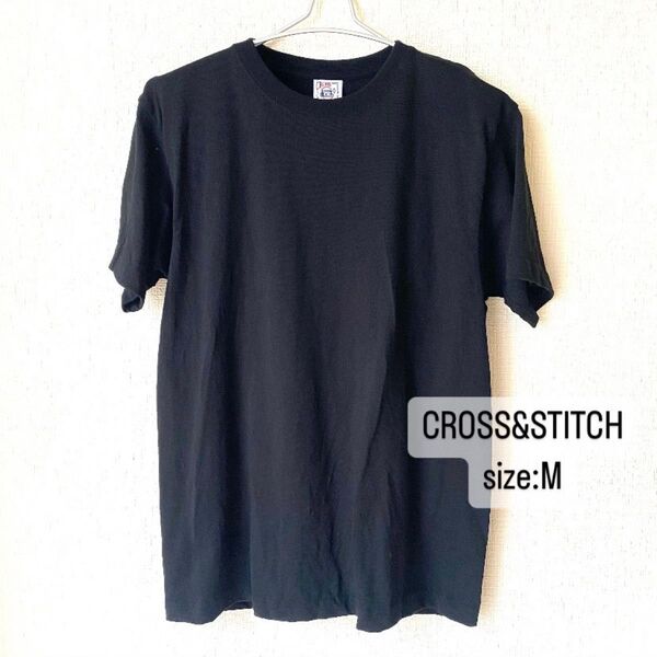 CROSS&STITCH クロスアンドステッチ クルーネック Tシャツ メンズ ディープブラック M