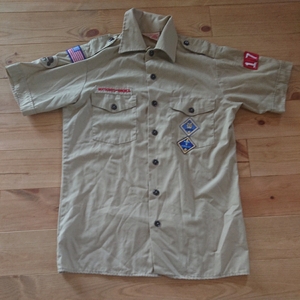 即決！ USA製official men's shirt オフィシャルメンズシャツ VINTAGE ビンテージ ヴィンテージ半袖ボーイスカウトシャツ ワッペン多数