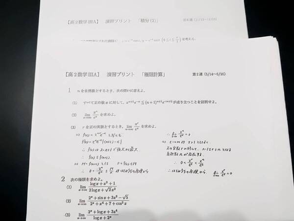 高2数学ⅢA 演習プリント 鉄緑会 東進 Z会 ベネッセ SEG 共通テスト 駿台 河合塾 鉄緑会