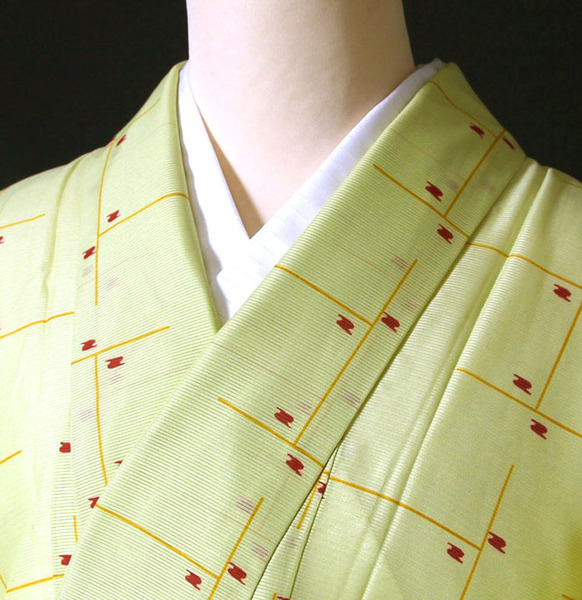 ■7297■ 夏着物 絽 洗える小紋 幾何学文様 美品