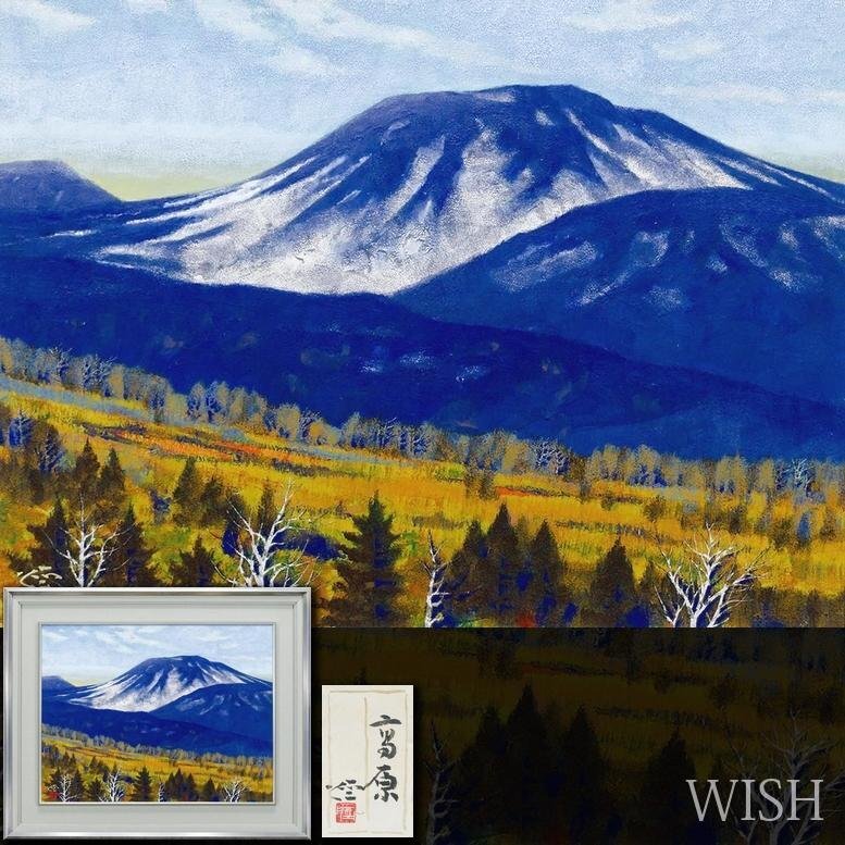 絵画 桜島 大山功 真作】【WISH】佐倉功起「秋紅」日本画 10号 共シール ◇雄大