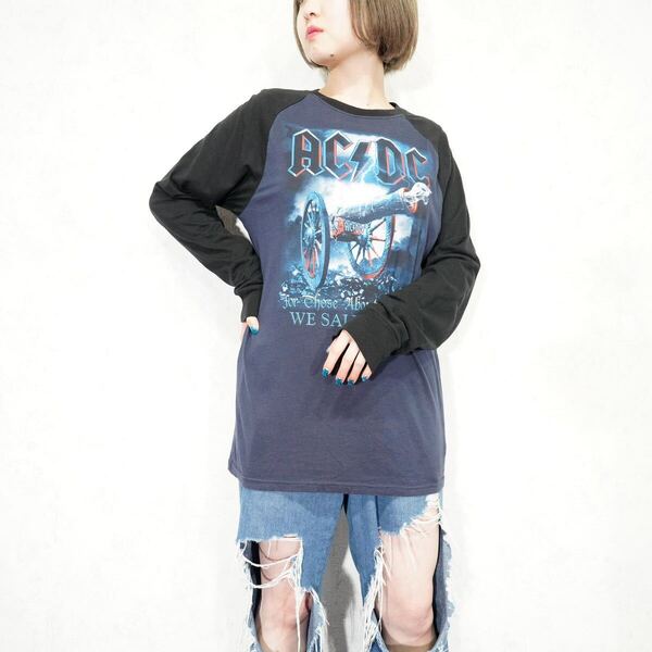 USA VINTAGE ACDC BAND PRINT DESIGN LONG SLEEVE T SHIRT/アメリカ古着長袖バンドTシャツ(バンT)